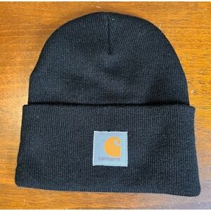 Carhartt A18 Black Acrylic Knit Cuffed Beanie Hat OSFA USA Made NWOT